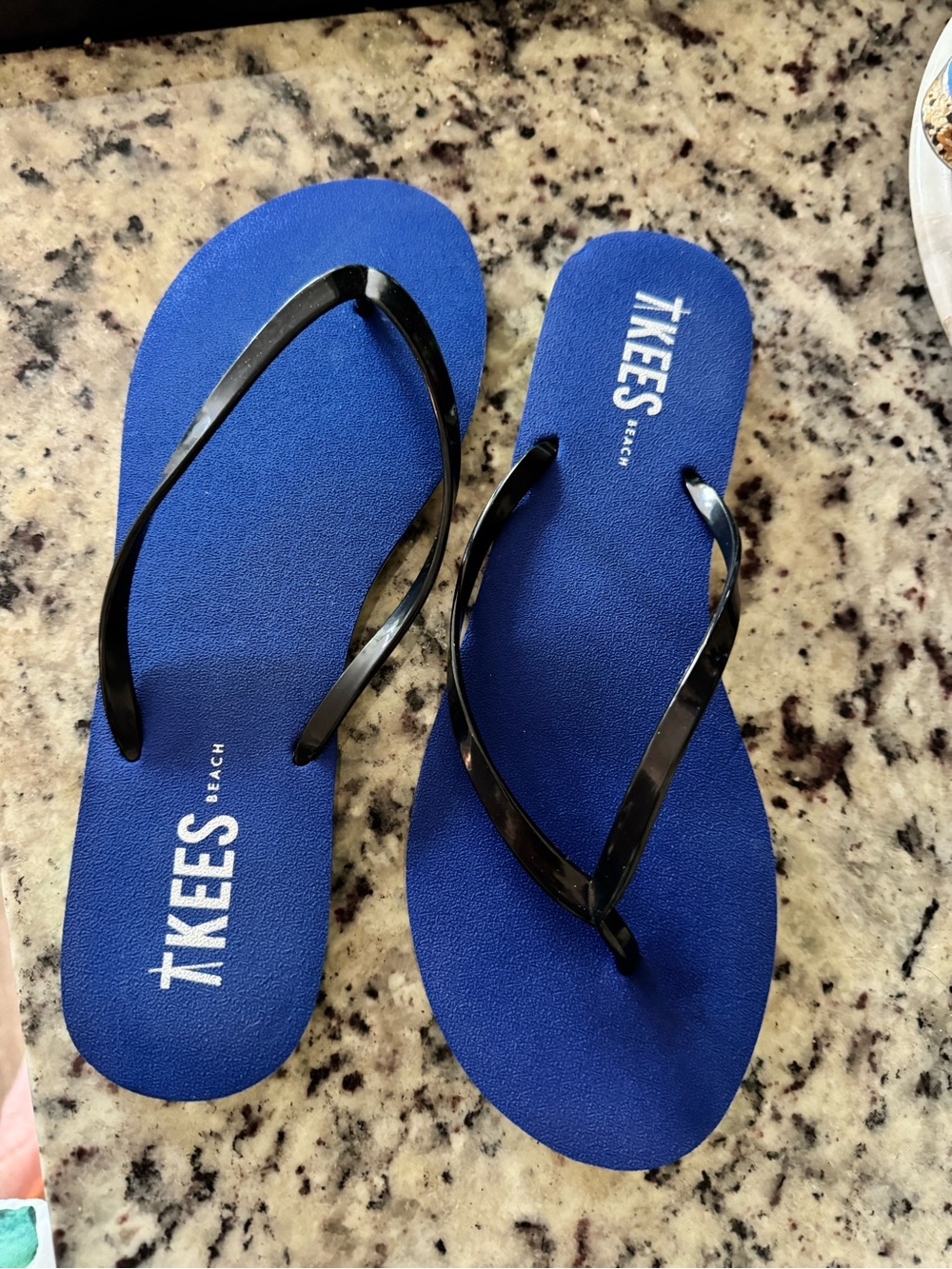 TKEES Blue Flip Flops with Black Straps